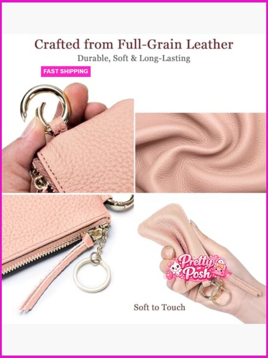 Cute Elephant Shape Women Genuine Leather Mini Zipper Wallet with Wrist Strap & Keychain